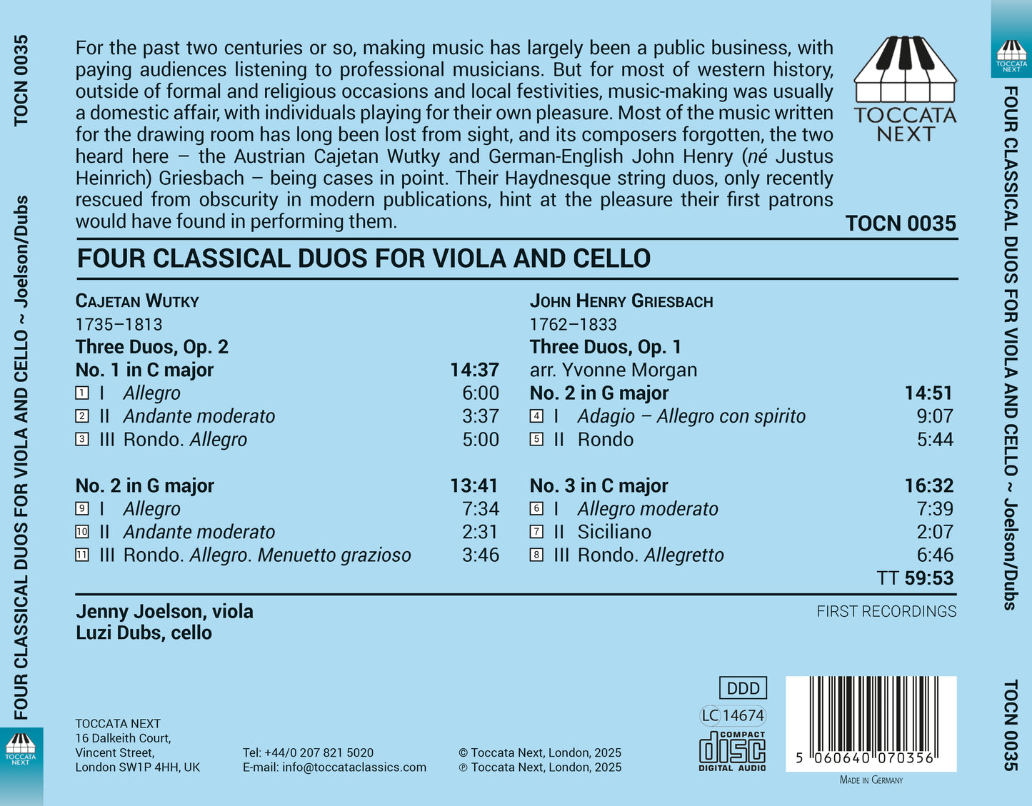 Four Classical Duos for Viola and Cello