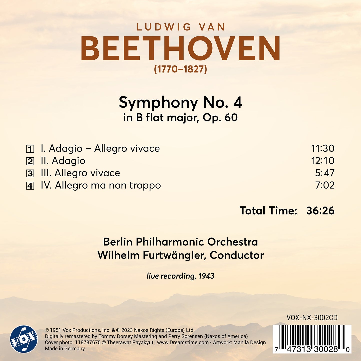 Beethoven: Symphony No. 4 In B Flat Major, Op. 60