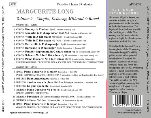 Chopin, Debussy, Milhaud & Ravel: Marguerite Long, Vol. 2