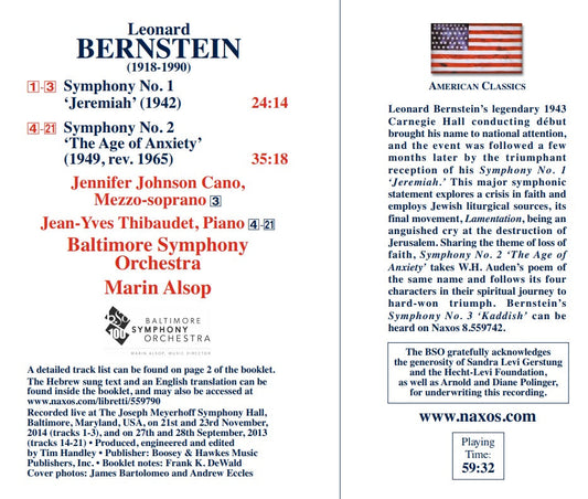 Bernstein: Symphonies Nos. 1 & 2