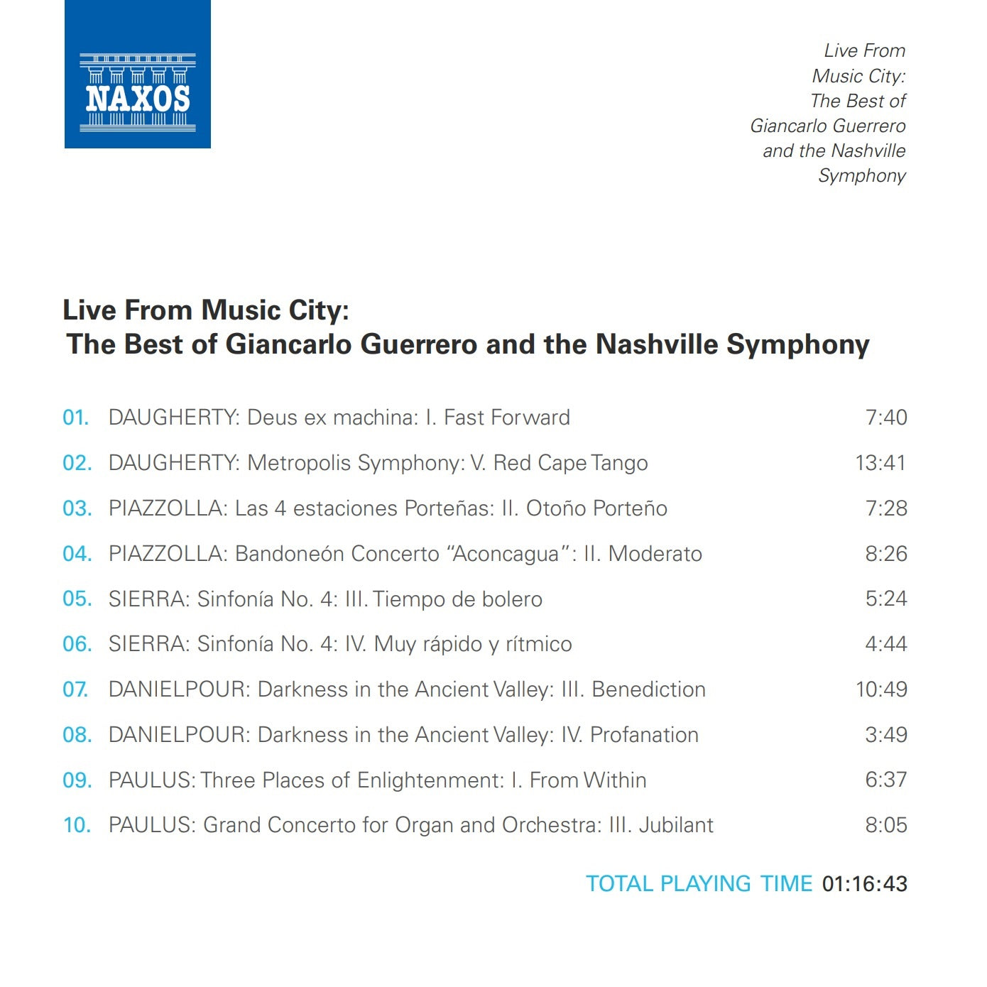 Live from Music City: The Best of Giancarlo Guerrero and the