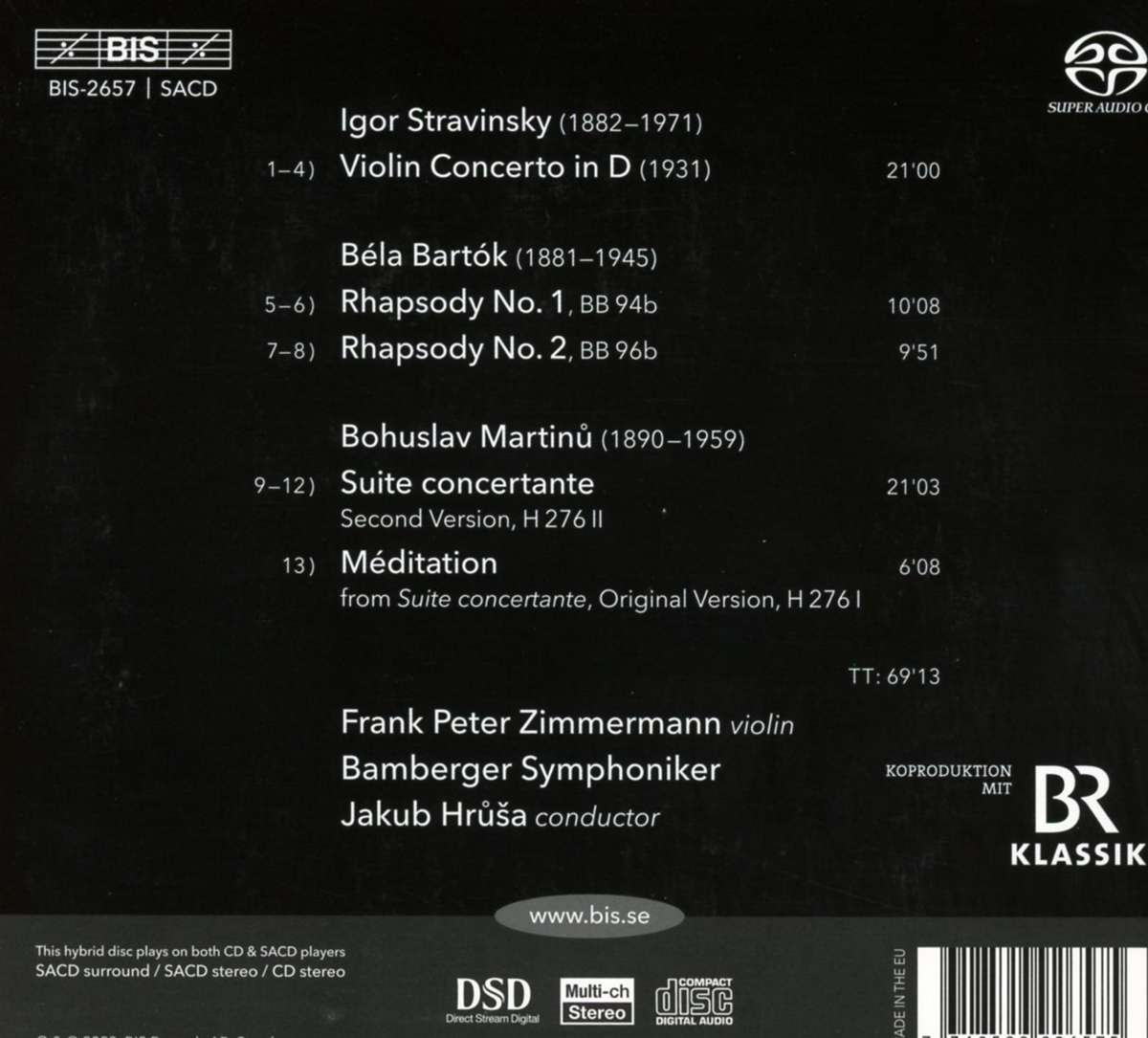 Stravinsky, Bartok & Martinu: Works For Violin & Orchestra / Frank Peter Zimmermann