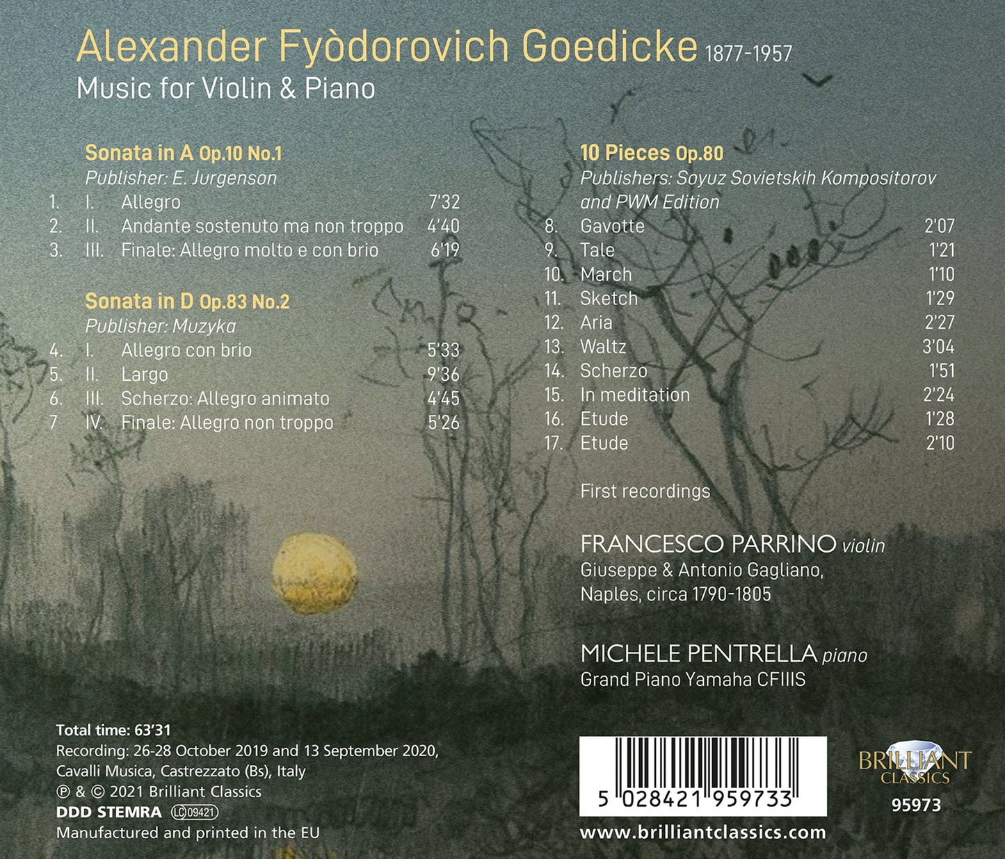 Goedicke: Music for Violin & Piano