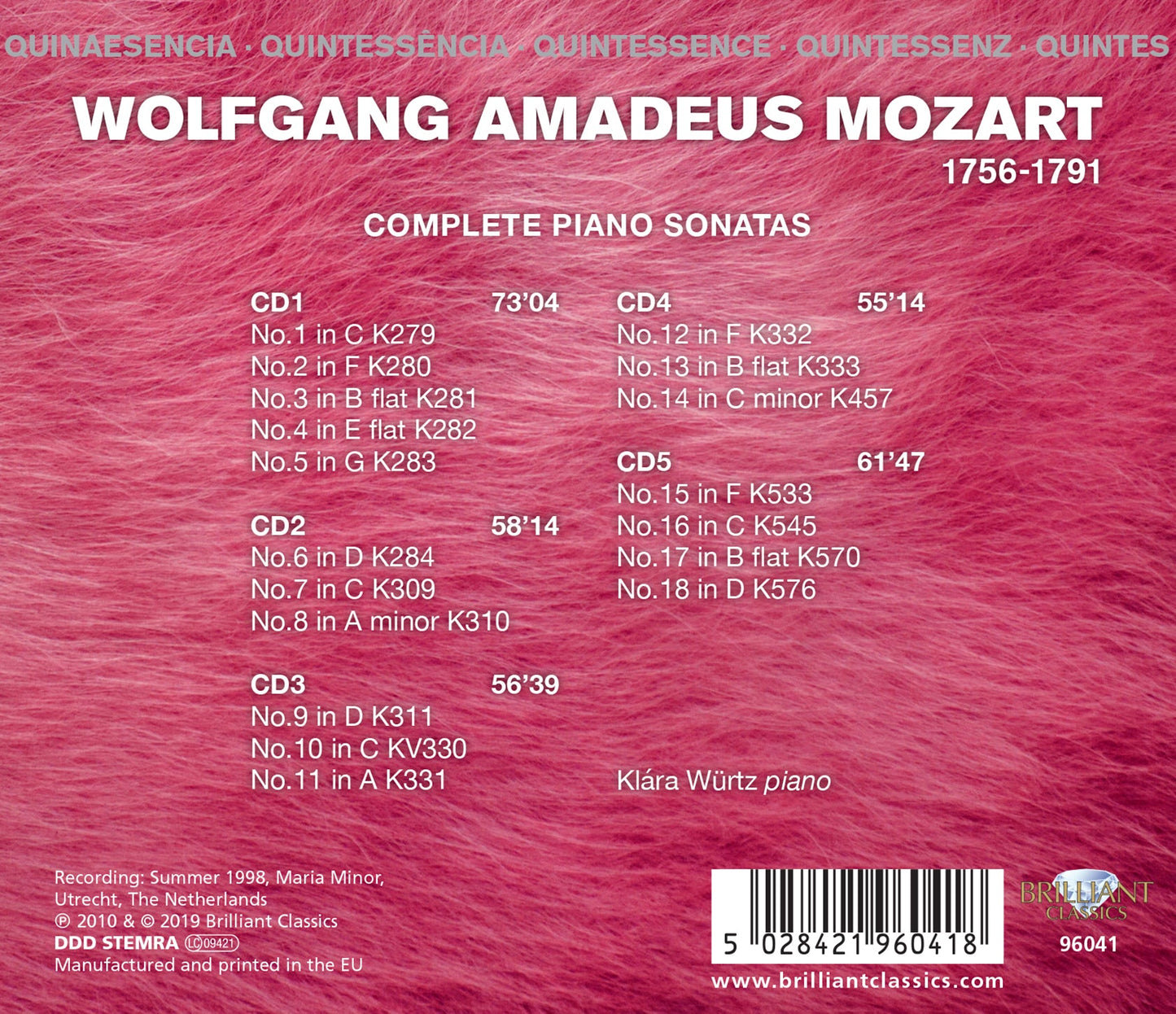 Mozart: Complete Piano Sonatas [5 CDs]