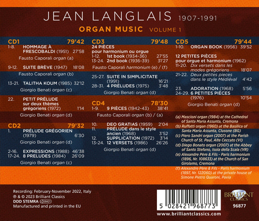 Langlais: Organ Music, Vol. 1