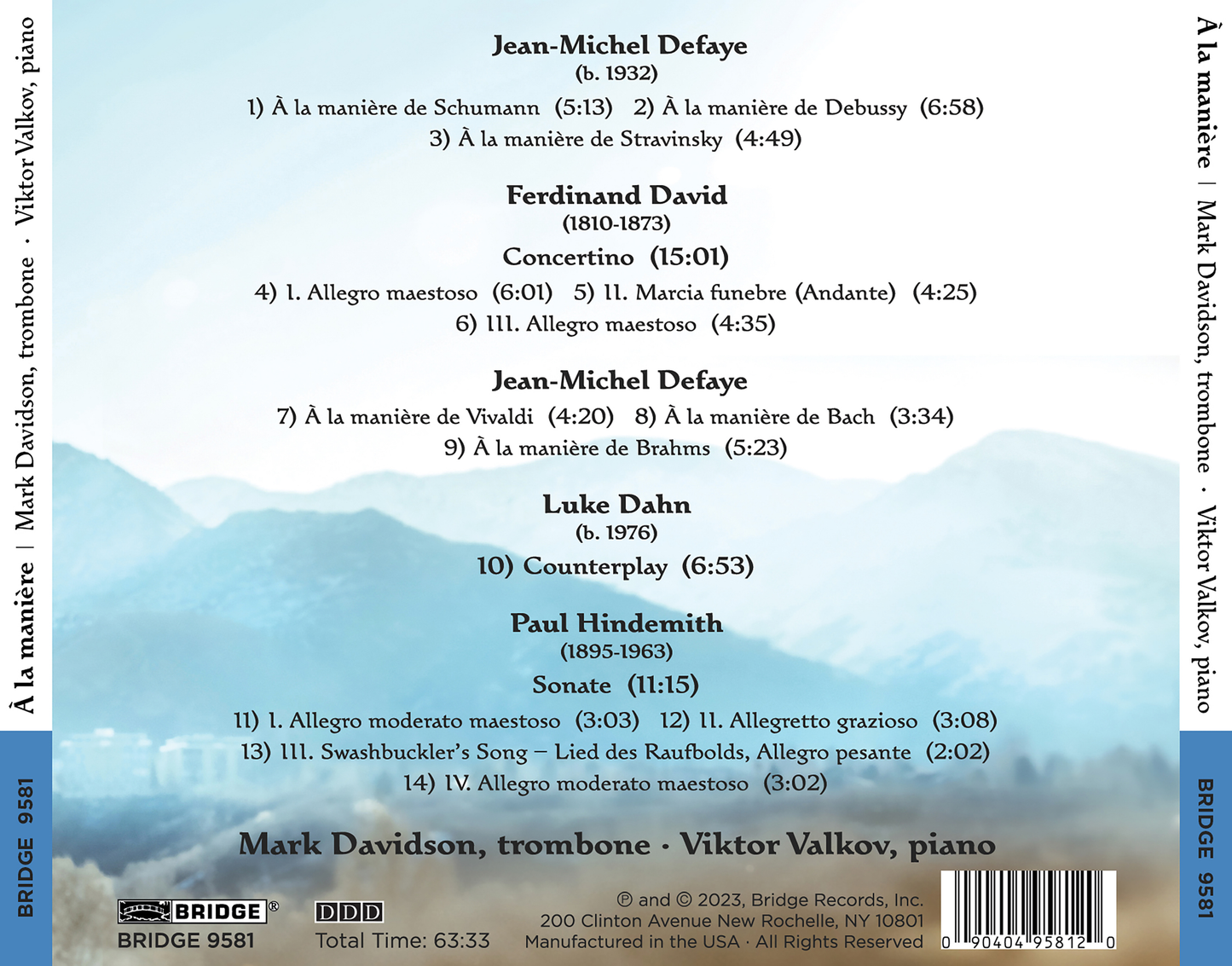 Dahn, David, Defaye & Hindemith: A La Maniere