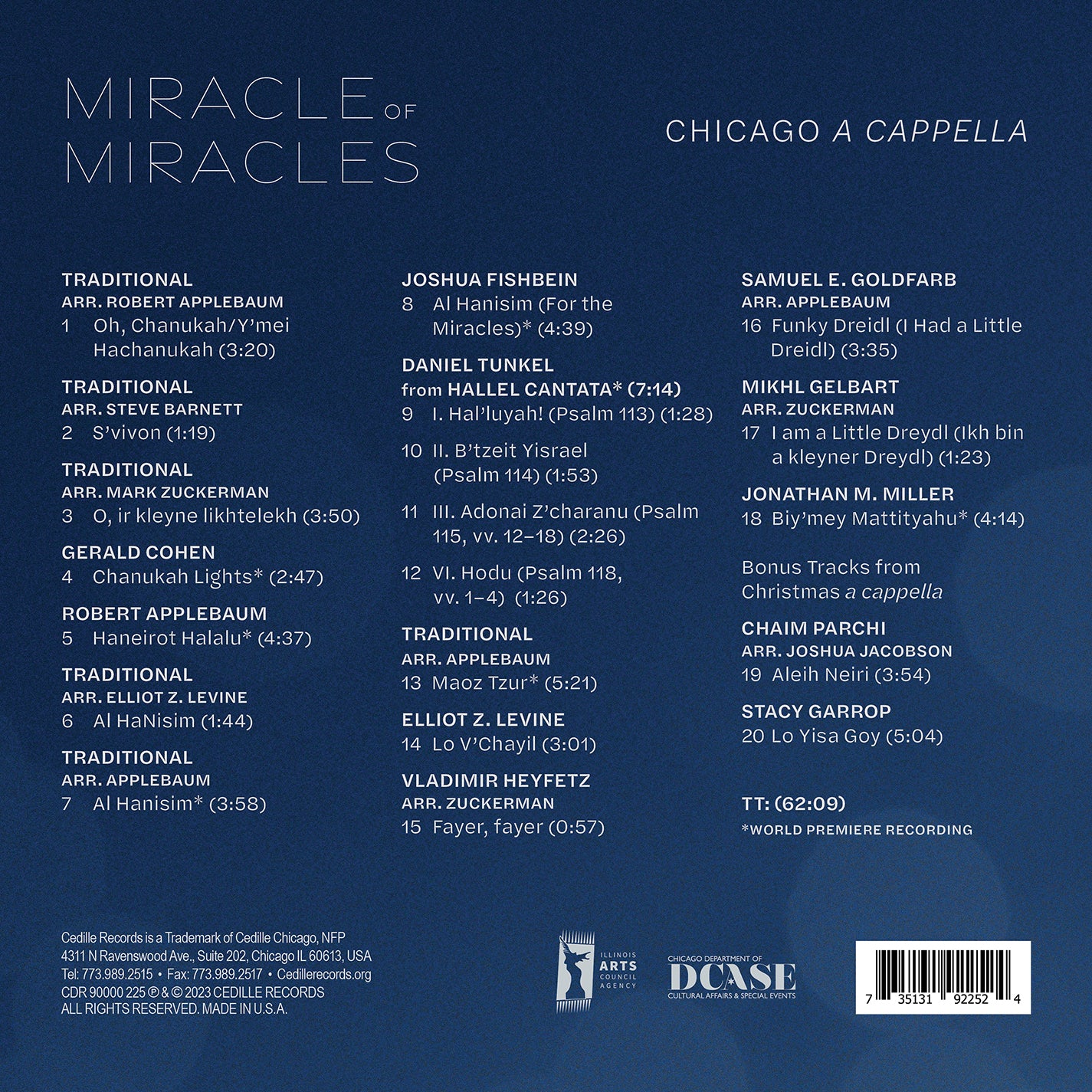 Miracle of Miracles - Music for Hanukkah / Chicago A Cappella