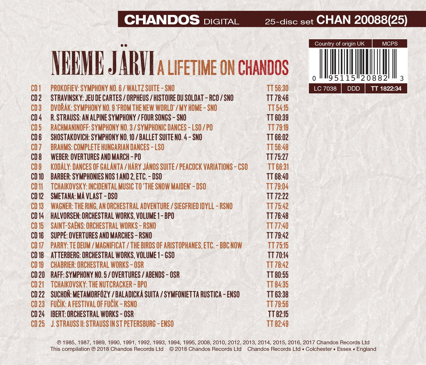 A LIFETIME ON CHANDOS 25cd set