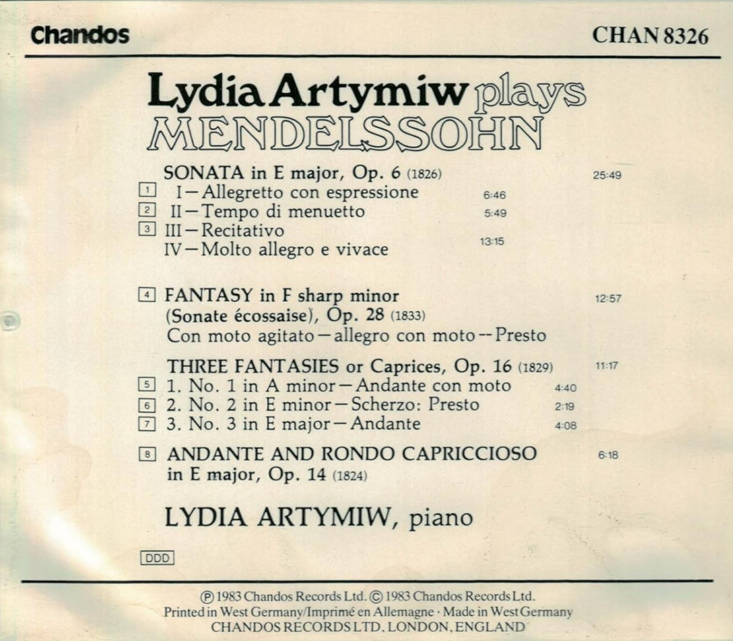 Mendelssohn: Piano Works