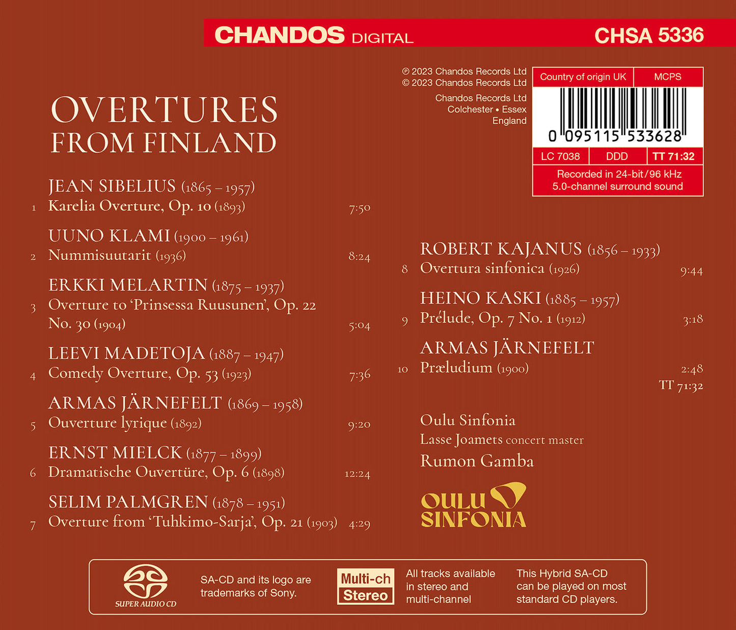 Overtures from Finland / Oulu SO; Rumon Gamba
