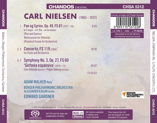 Nielsen: Flute Concerto; Symphony No. 3; Pan & Syrinx Adam Walker, Bergen Philharmonic Orchestra