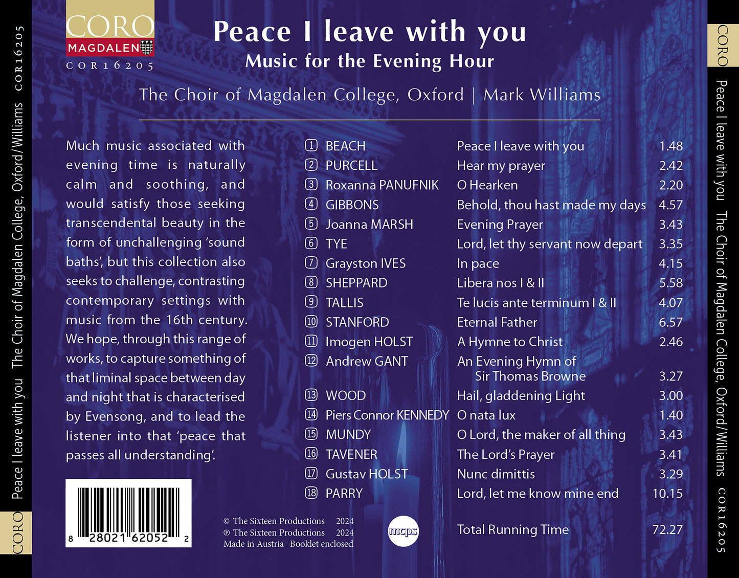 Peace I Leave With You - Music For The Evening Hour  Oxford The Choir Of Magdalen College