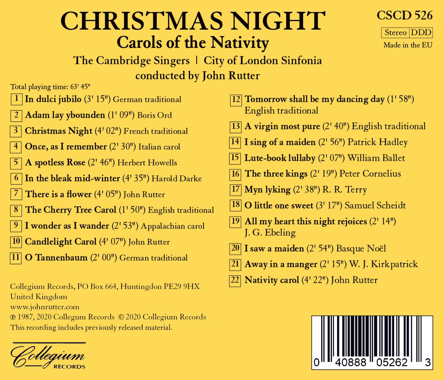 Christmas Night: Carols of the Nativity / John Rutter; Cambridge Singers