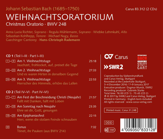 Bach: Weihnachtsoratorium (Christmas Oratorio), BWV 248