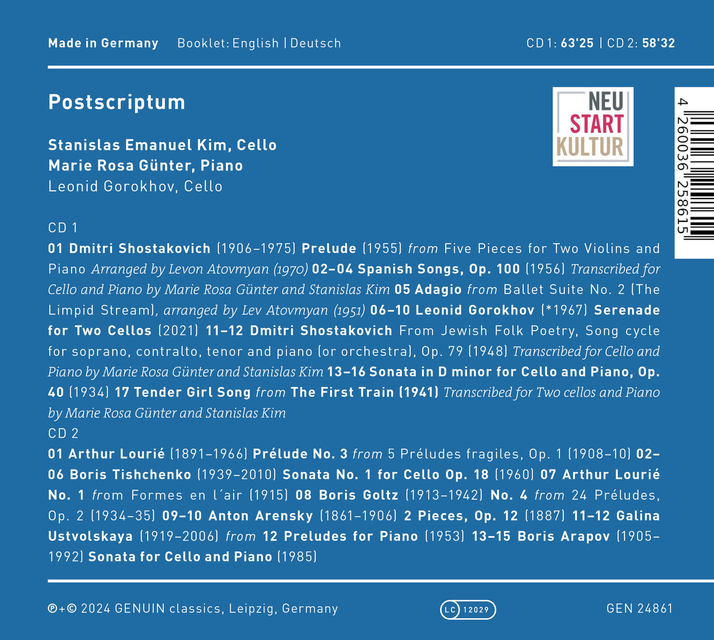 Postscriptum  Stanislas Emanuel Kim, Marie Rosa Gunter, Leonid Gorokhov