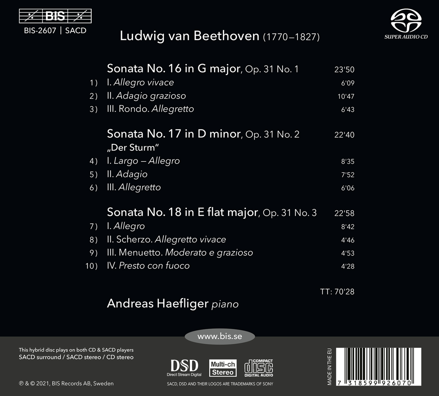 Beethoven: Piano Sonatas, Op. 31