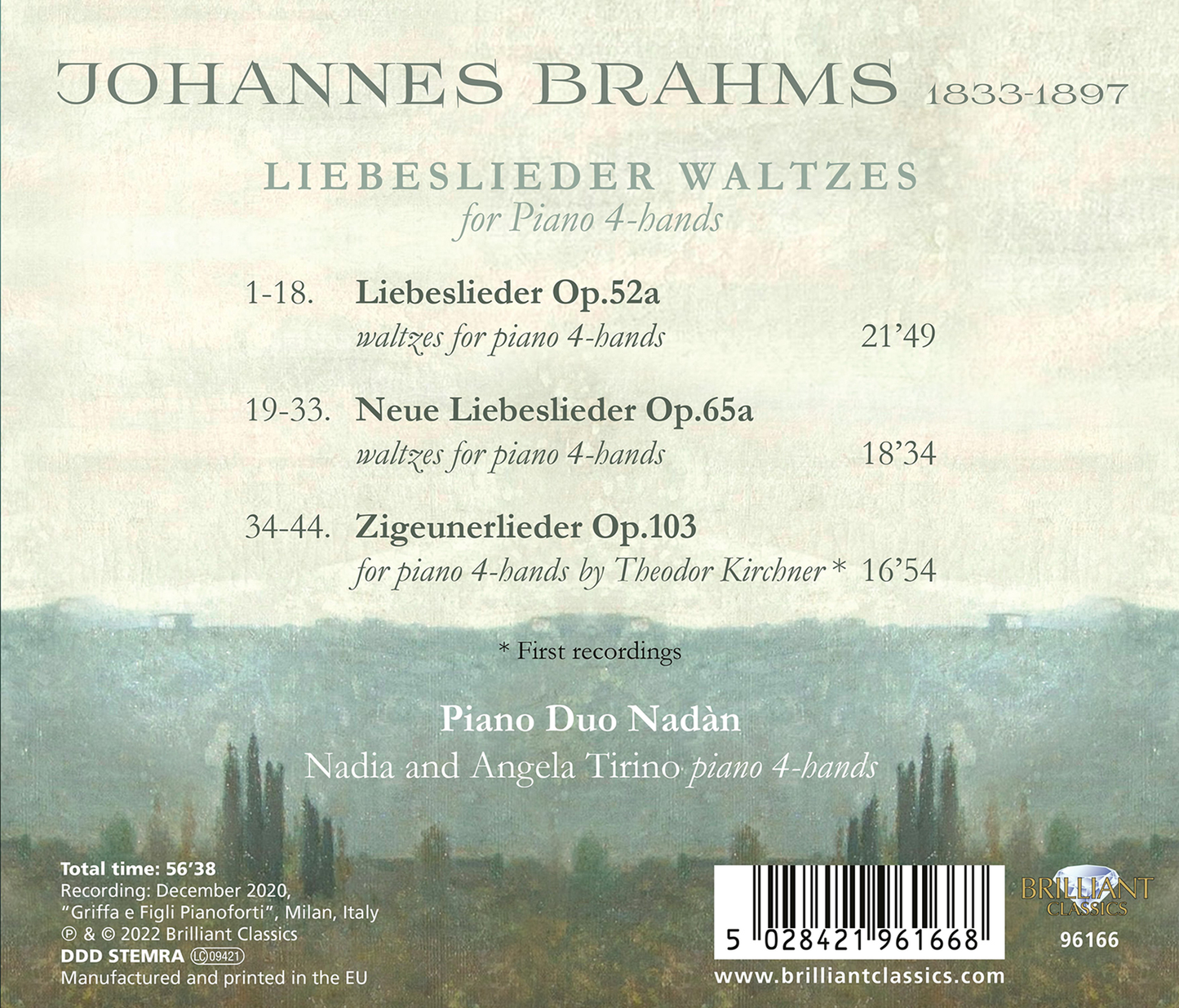 Brahms: Liebeslieder Waltzes For Piano 4-Hands