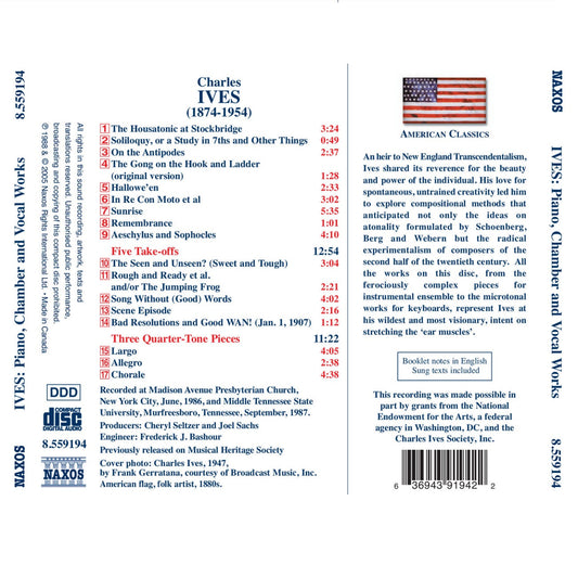 IVES: Three Quarter-Tone Pieces / Five Take-Offs / Hallowe'e