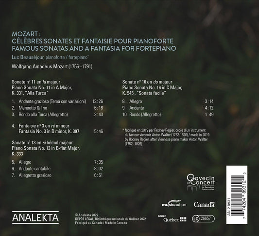 Mozart: Famous Sonatas & Fantasia For Fortepiano