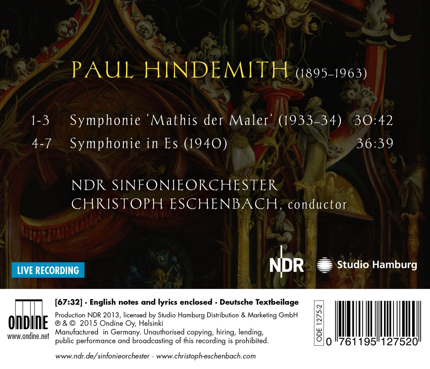 Hindemith: Symphony "Mathis der Maler" & Symphony in E-Flat