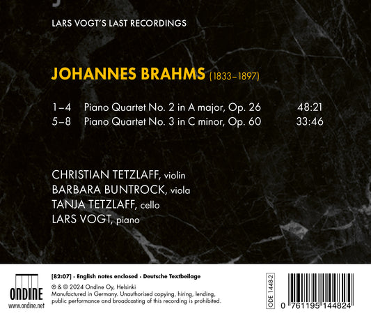 Brahms: Piano Quartets Nos. 2 & 3 (Lars Vogt's last recordin