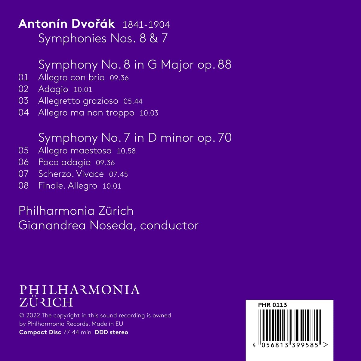 Dvořak: Symphonies Nos. 8 & 7