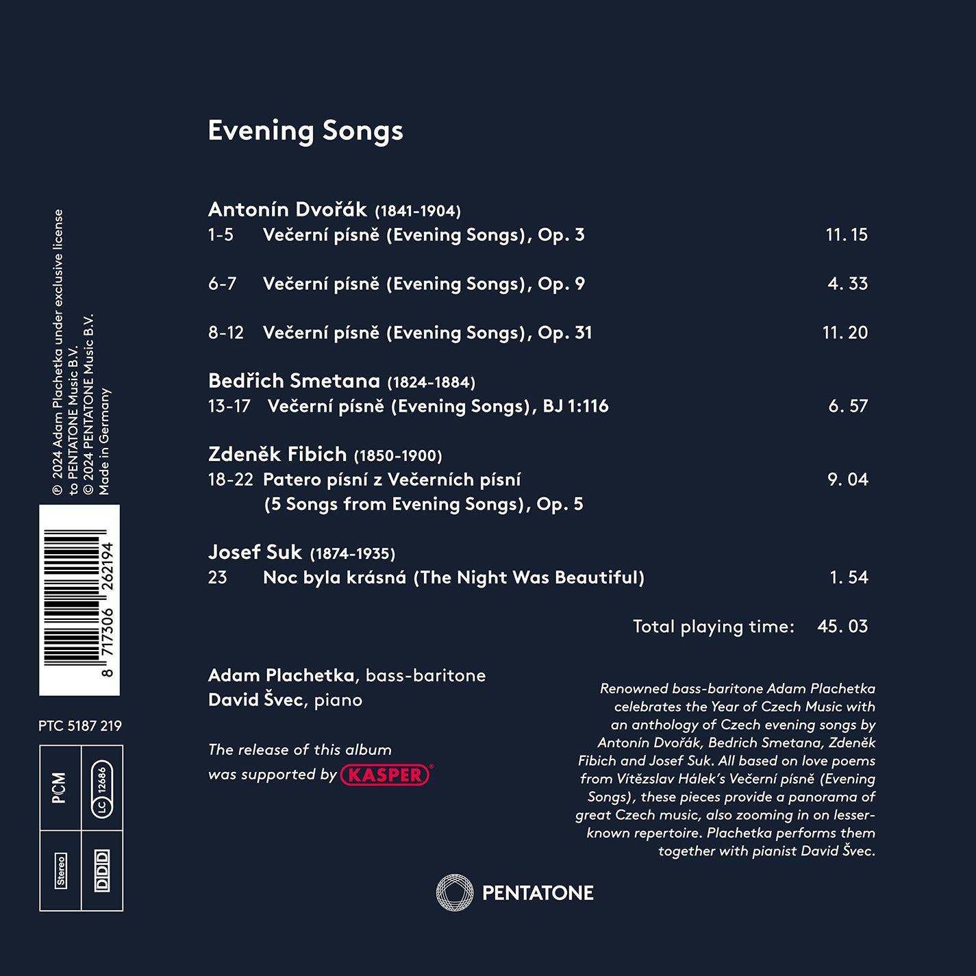 Dvorak, Fibich, Smetana & Suk: Evening Songs