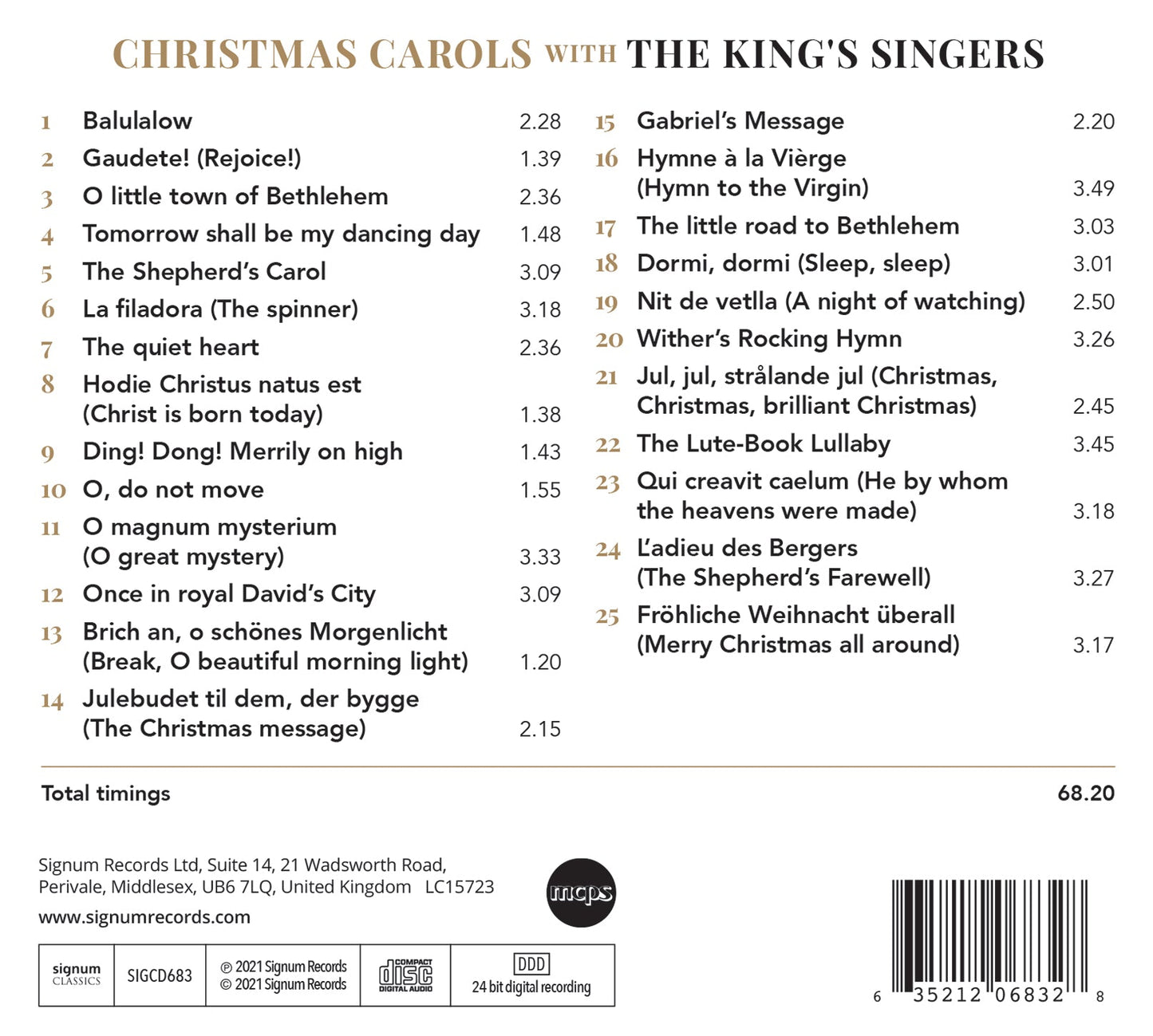 Christmas Carols With The King's Singers