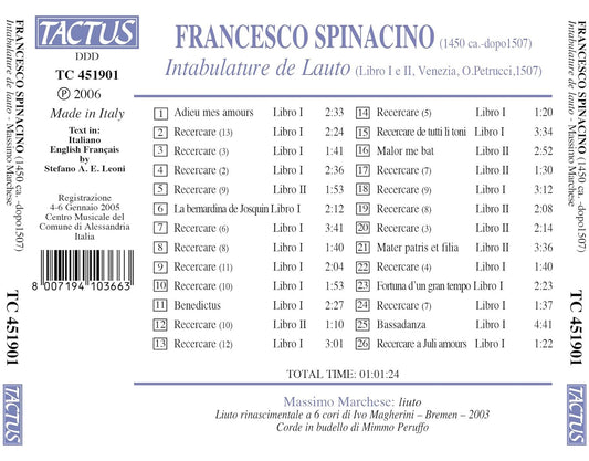 Spinacino: Intabulatura de lauto