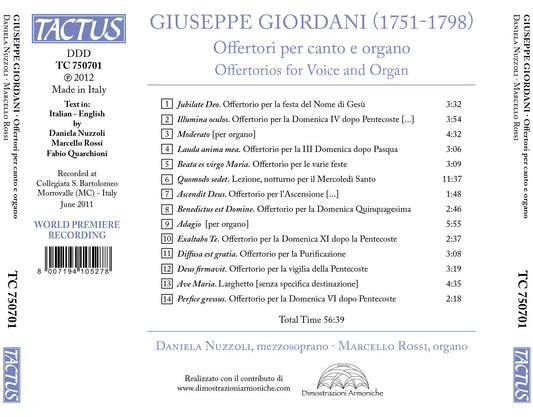 Giordani: Offertori per canto e organo