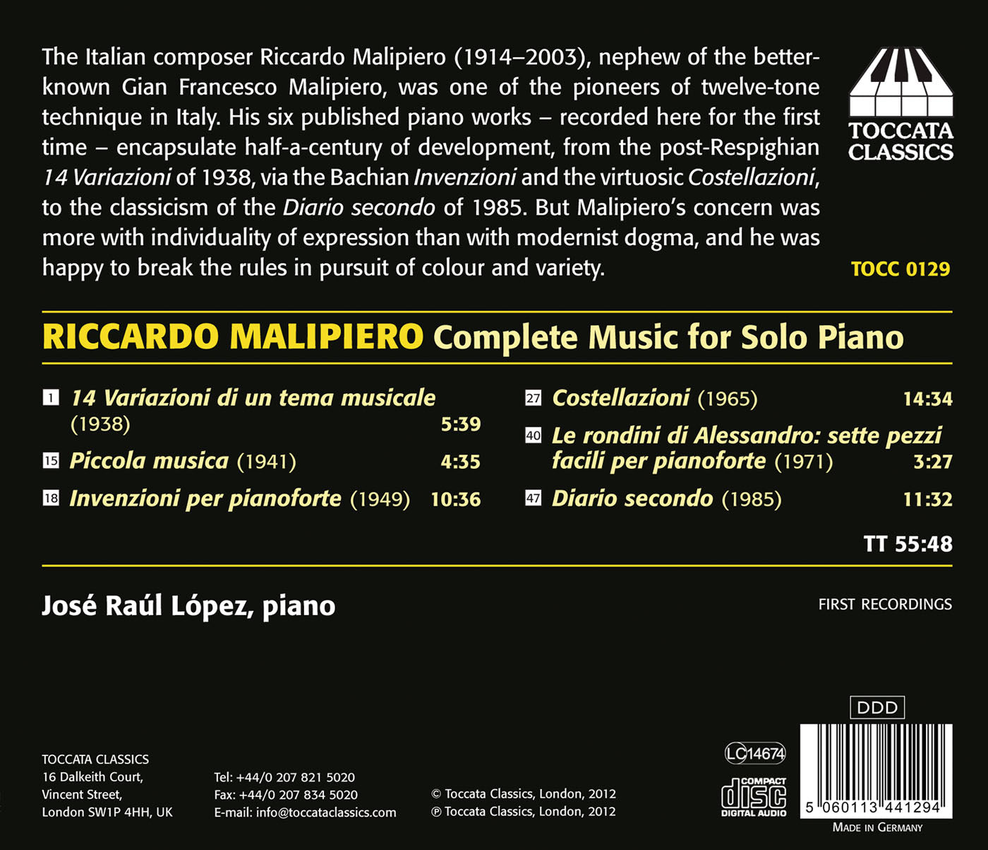 Malipiero: Complete Music for Solo Piano