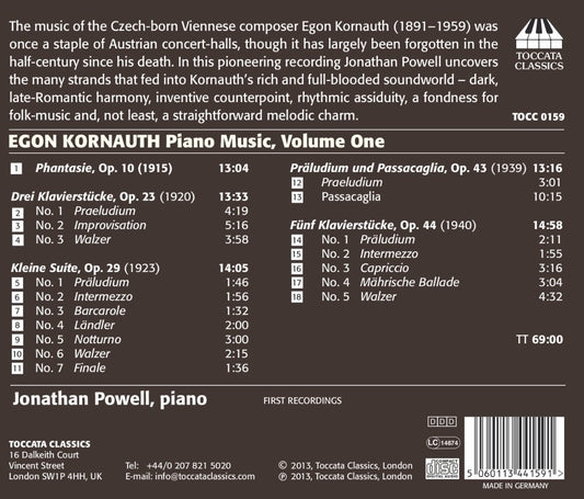 Egon Kornauth: Piano Music Vol. 1