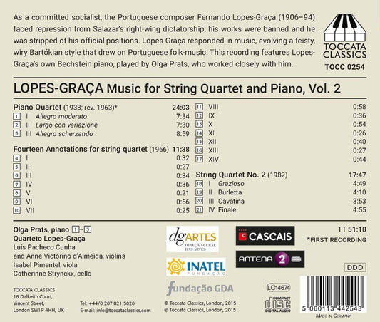Lopes-Graça: Complete Music for String Quartet & Piano, Vol.
