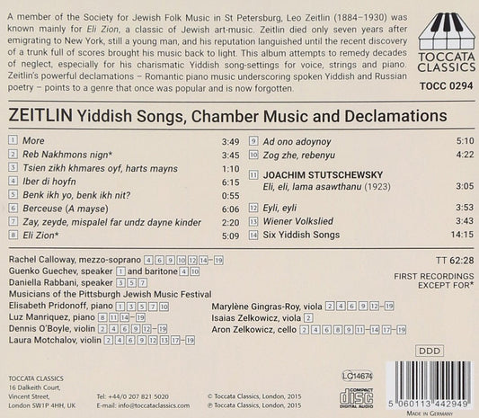 Zeitlin: Yiddish Songs, Chamber Music & Declamations – Russi