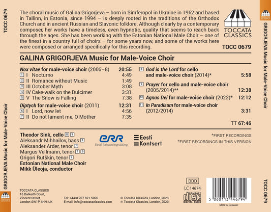 Grigorjeva: Music For Male-Voice Choir