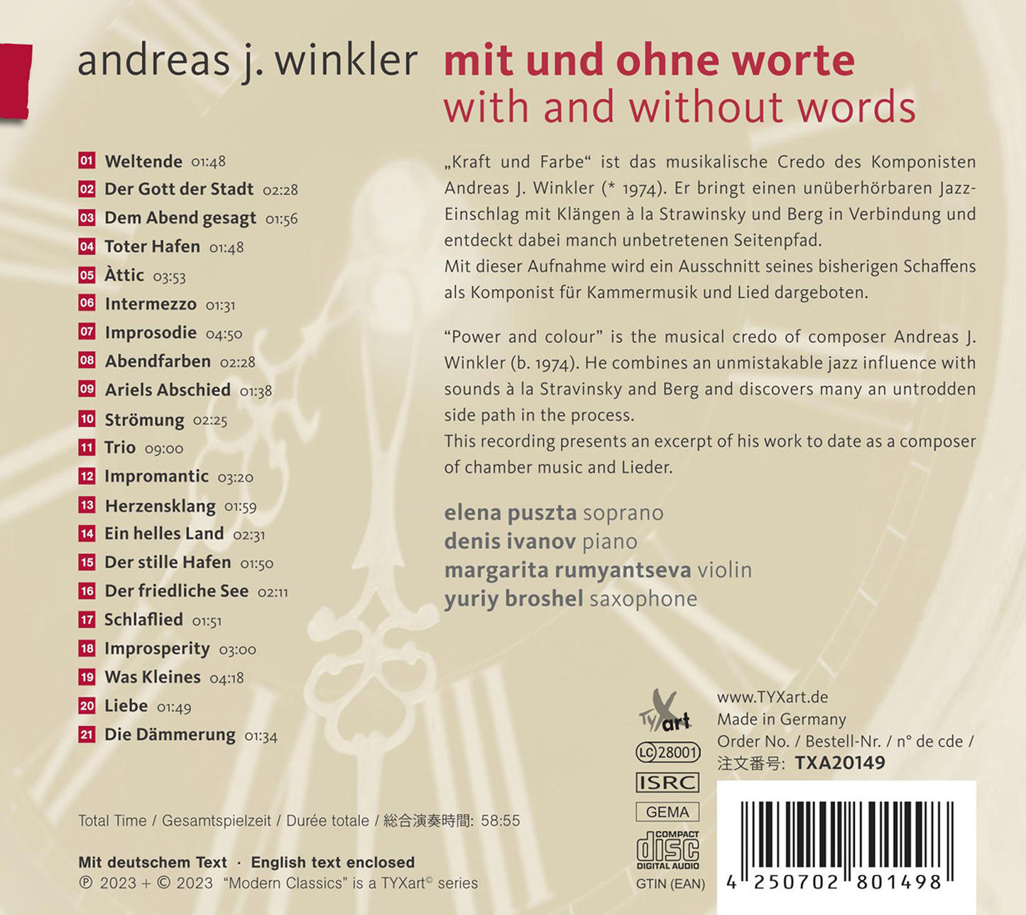 Winkler: mit und ohne worte - with and without words
