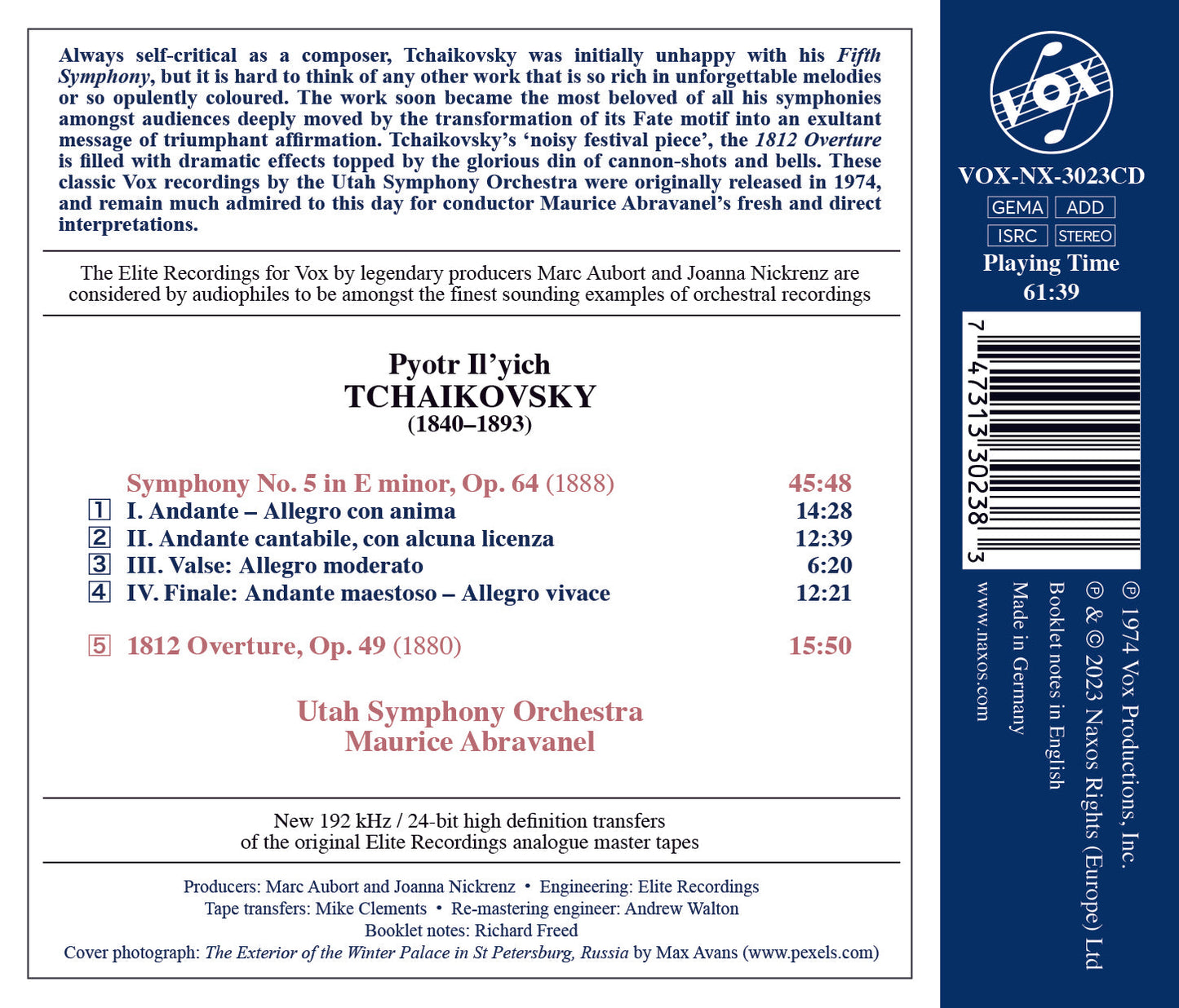 Tchaikovsky: Symphony No. 5; 1812 Overture