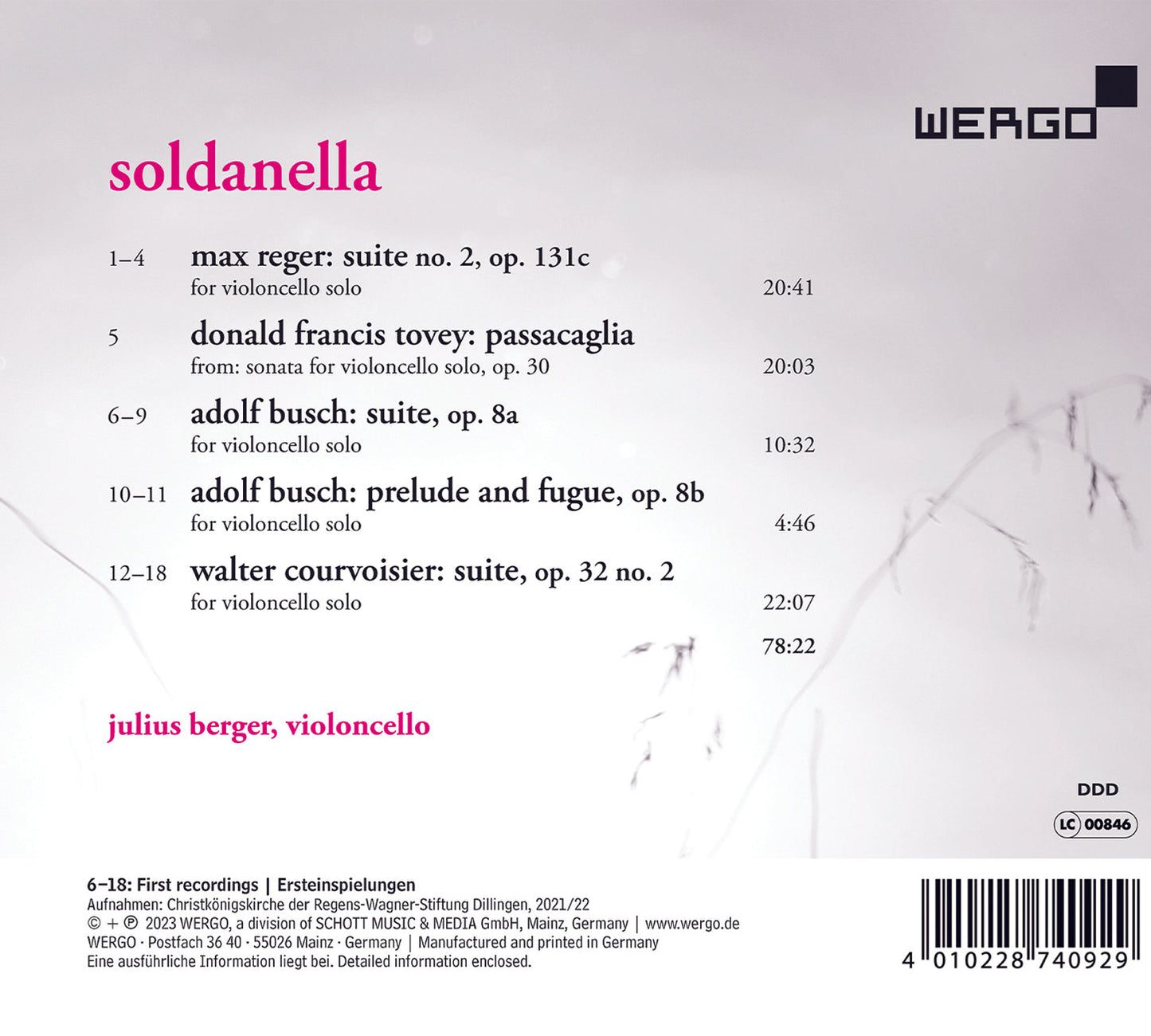 Busch, Courvoisier, Reger & Tovey: Soldanella – Works for Vi
